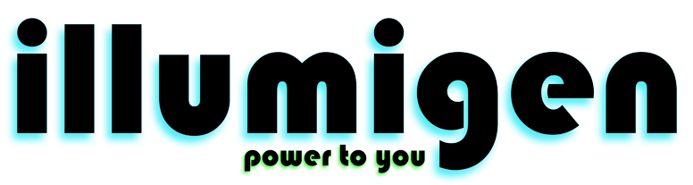illumigen name banner and tagline 'power to you'